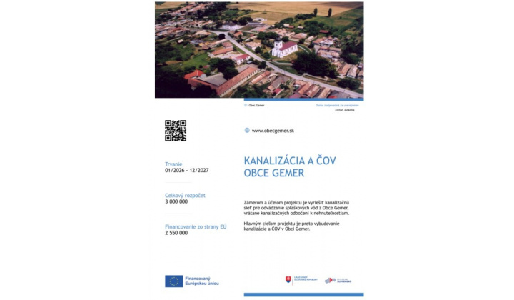 Fotka pre článok Kanalizácia a ČOV obce Gemer