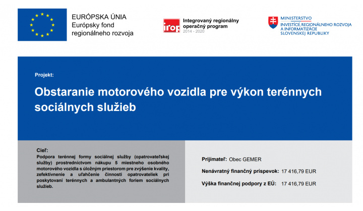 Obstaranie motorového vozidla pre výkon TSP